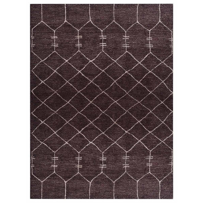 hand-knotted-brown-beige-silk-area-geometric-rug-side 1