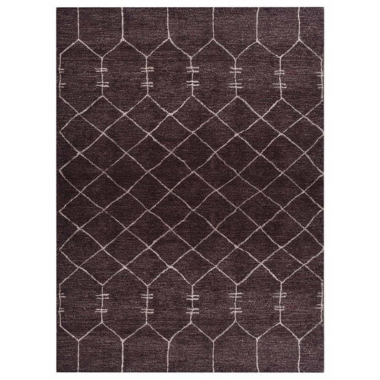 hand-knotted-brown-beige-silk-area-geometric-rug-side 1