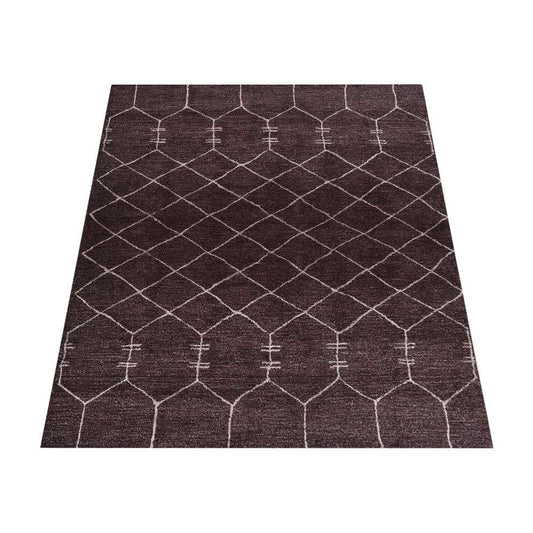 hand-knotted-brown-beige-silk-area-geometric-rug-side 2