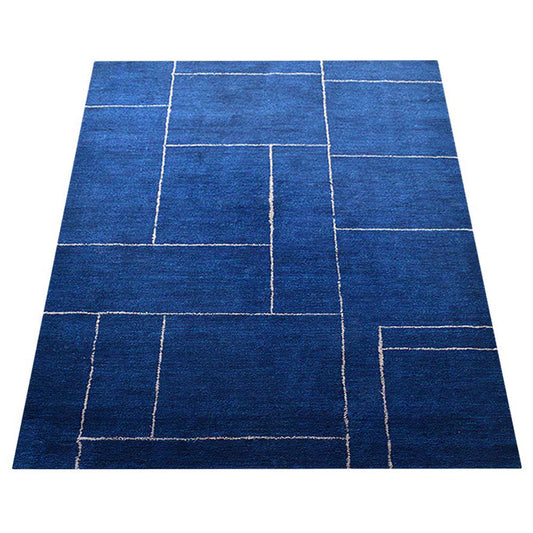 hand-knotted-loom-silk-area-rug-geometric-dark-blue-beige-side 2