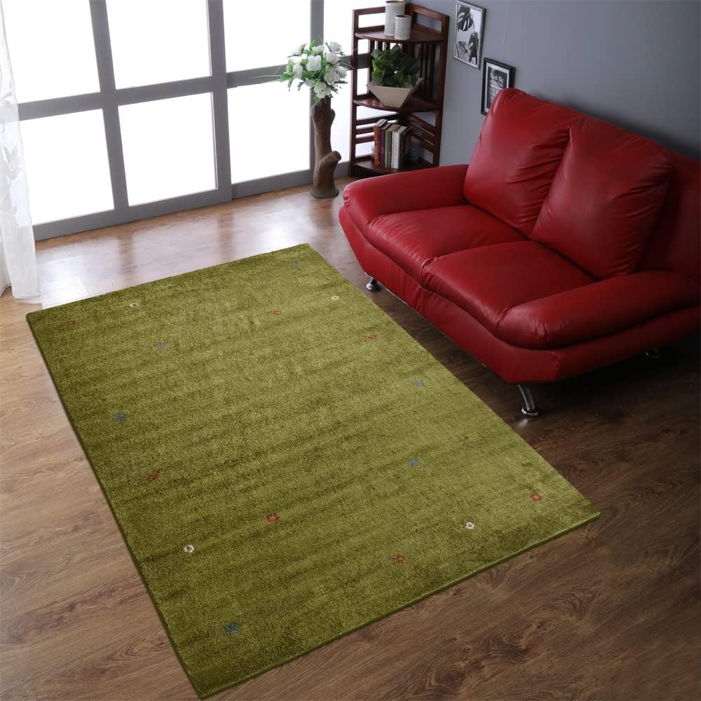 Hand Knotted Loom Silk Mix Area Rugs Contemporary Light Green LSM103