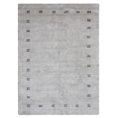 Hand Knotted Loom Silk Mix Area Rug Contemporary Beige LSM104