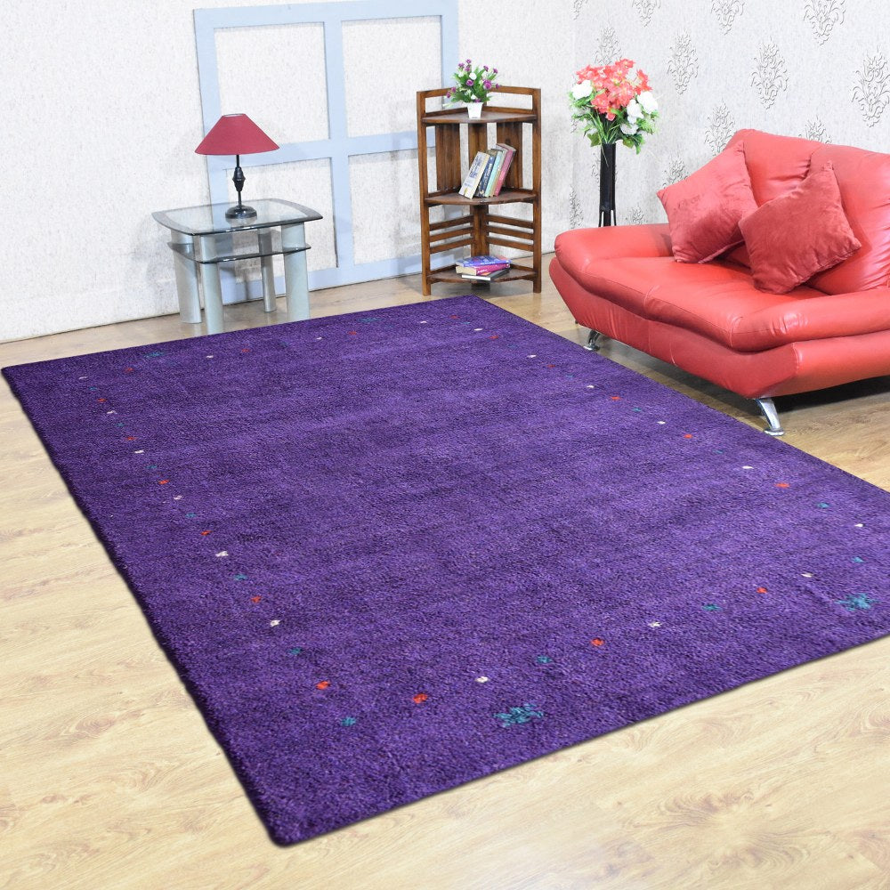 Hand Knotted Loom Silk Mix Area Rugs Contemporary Purple LSM109