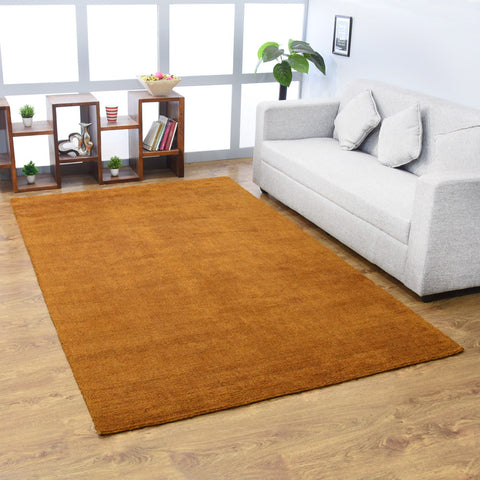 Hand Knotted Loom Silk Mix Area Rugs Solid Orange LSM111