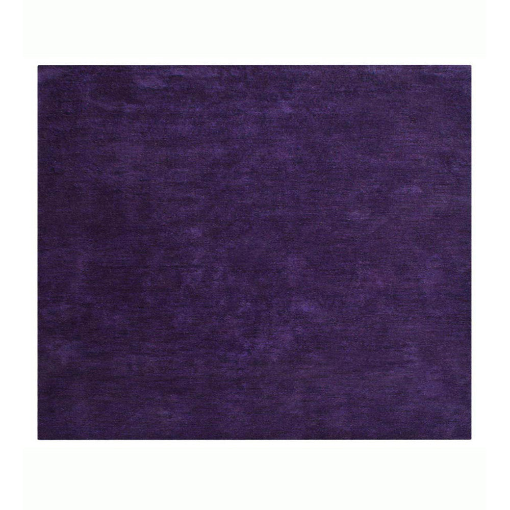 Hand Knotted Loom Silk Mix Square Area Rug Solid Purple LSM111