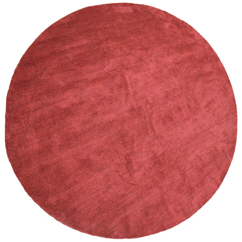 Hand Knotted Loom Silk Mix Round Area Rug Solid Light Red LSM111