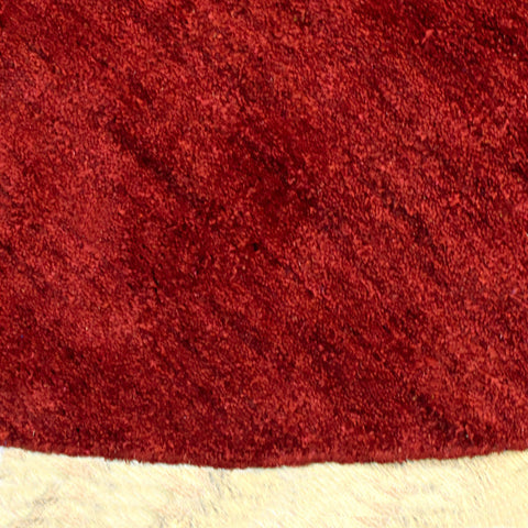 Hand Knotted Loom Silk Mix Round Area Rug Solid Light Red LSM111