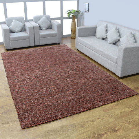 Hand Knotted Loom Silk Mix Area Rug Solid Brown Beige LSM111