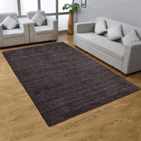 Hand Knotted Loom Silk Mix Area Rug Solid Brown White LSM111