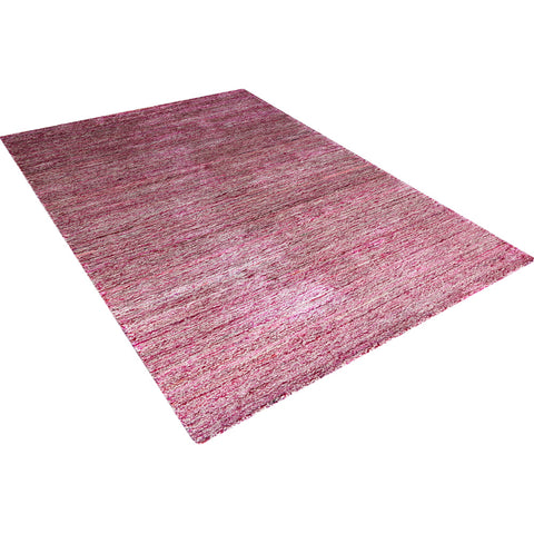 Hand Knotted Loom Silk Mix Area Rugs Solid Dark Pink White LSM111