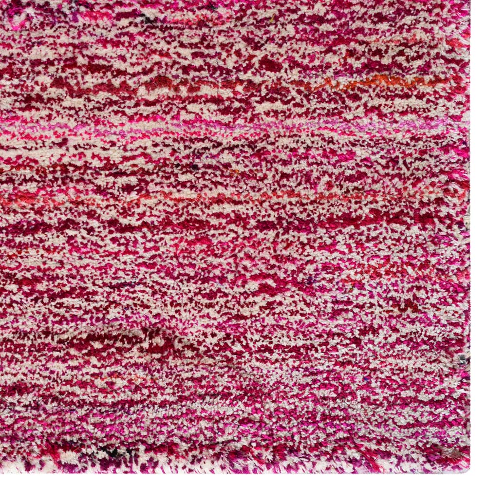 Hand Knotted Loom Silk Mix Area Rugs Solid Dark Pink White LSM111