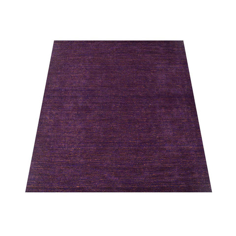 Hand Knotted Loom Silk Mix Area Rug Solid Purple Gold LSM111