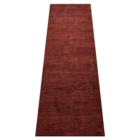 Hand Knotted Loom Silk Mix Runner Area Rug Solid Red Gold LSM111