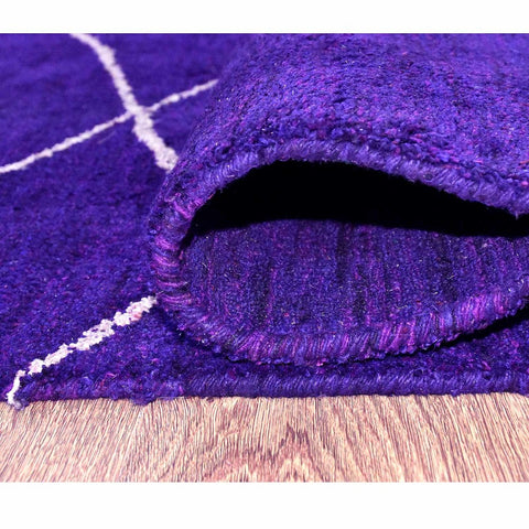 Hand Knotted Loom Silk Mix Area Rug Geometric Purple Beige LSM188