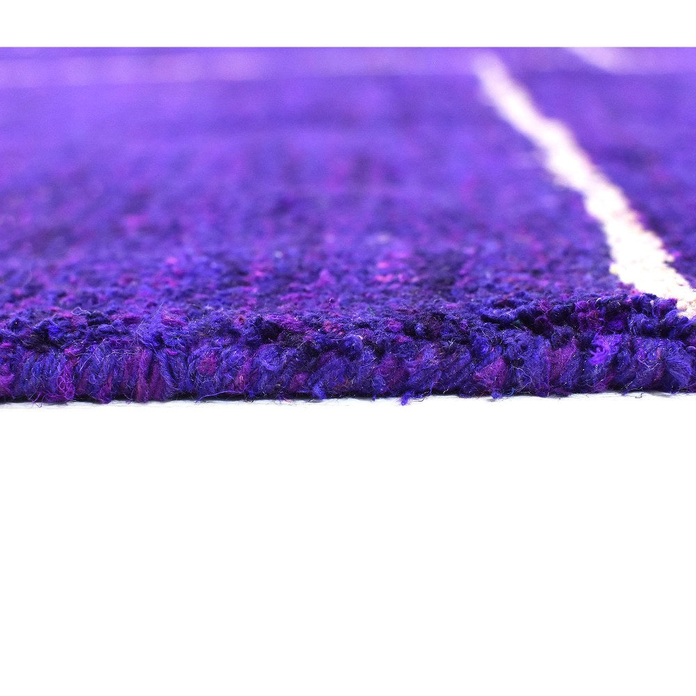 Hand Knotted Loom Silk Mix Area Rug Geometric Purple Beige LSM188