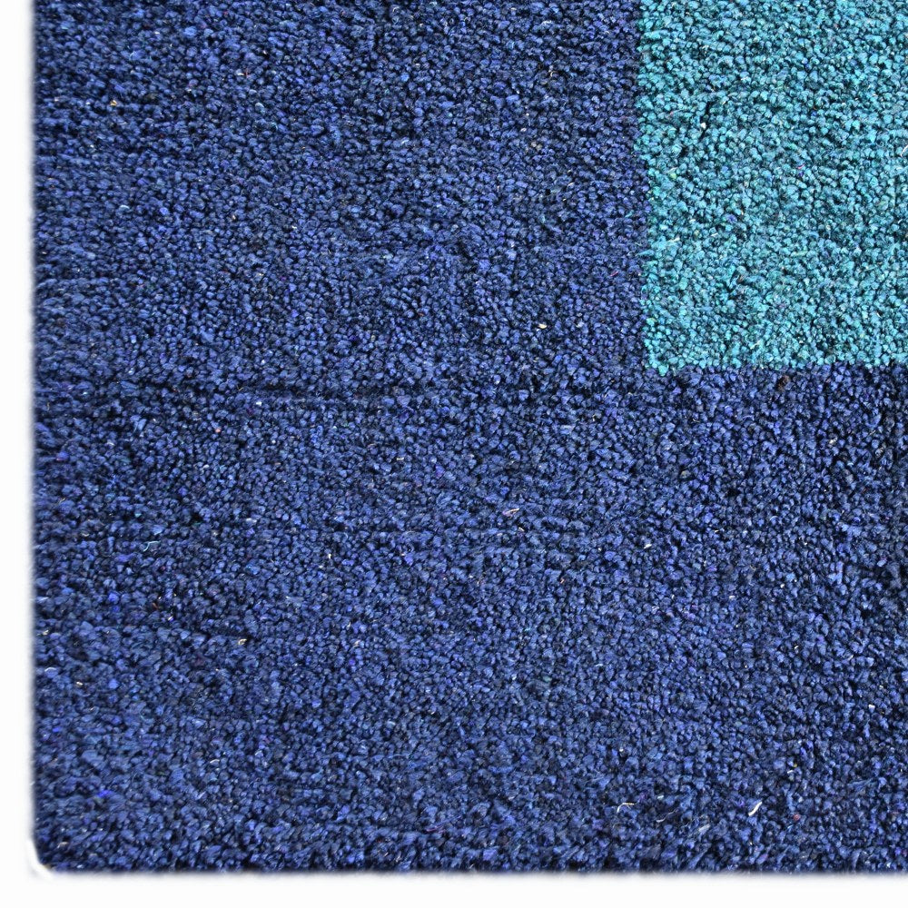 Hand Knotted Loom Silk Mix Area Rugs Contemporary Blue LSM201