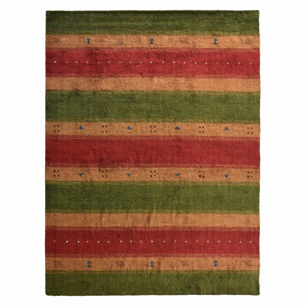 Hand Knotted Loom Silk Mix Area Rugs Contemporary Green Gold LSM202