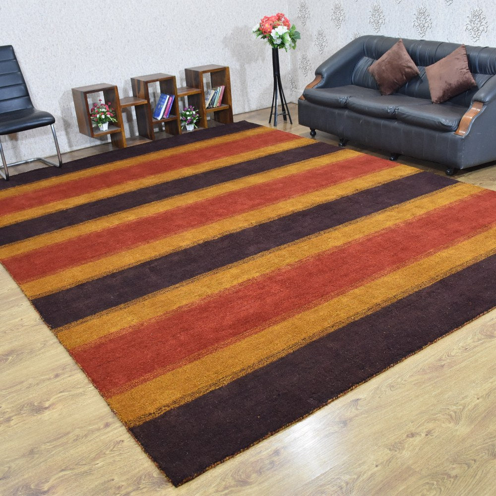 Hand Knotted Loom Silk Mix Area Rug Contemporary Brown Gold LSM204