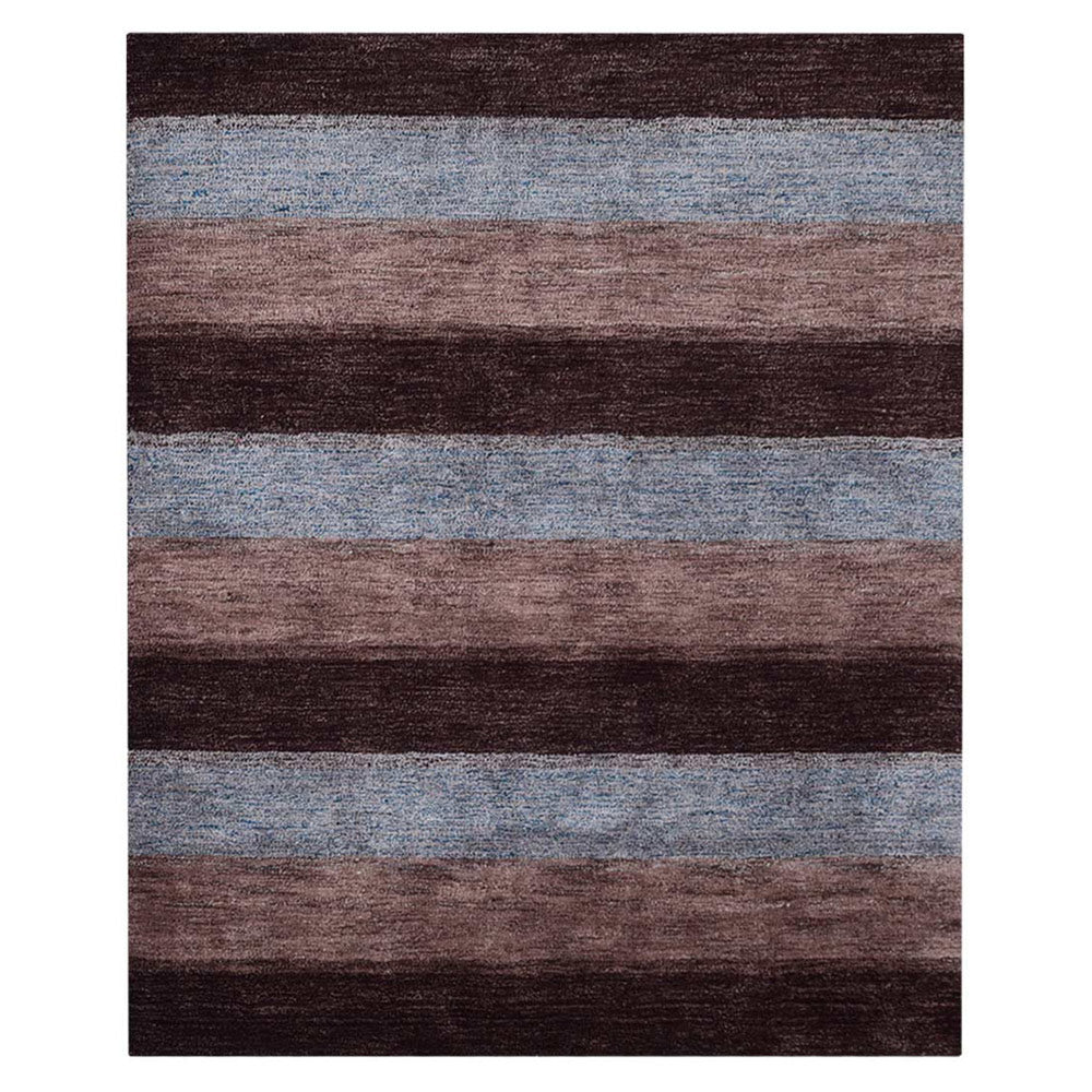 Hand Knotted Loom Silk Mix Area Rugs Contemporary Brown Light Blue LSM206
