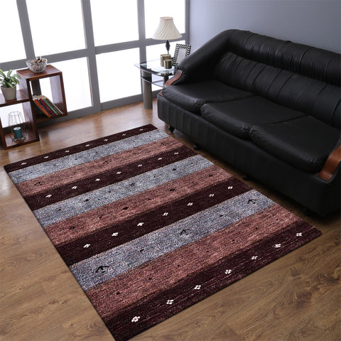 Hand Knotted Loom Silk Mix Area Rug Contemporary Brown Beige LSM210