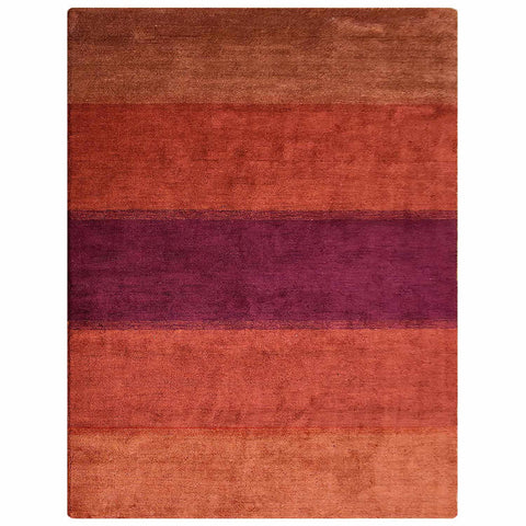 Hand Knotted Loom Silk Mix Area Rug Contemporary Orange Red LSM215