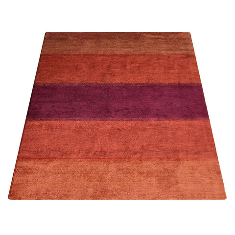 Hand Knotted Loom Silk Mix Area Rug Contemporary Orange Red LSM215