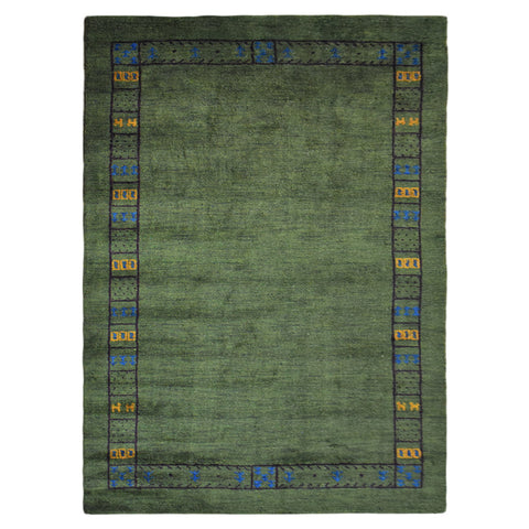 Hand Knotted Loom Silk Mix Area Rug Contemporary Green LSM225