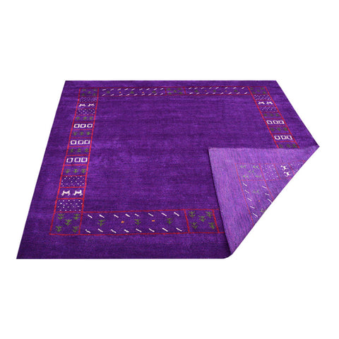Hand Knotted Loom Silk Mix Square Area Rug Contemporary Purple LSM225
