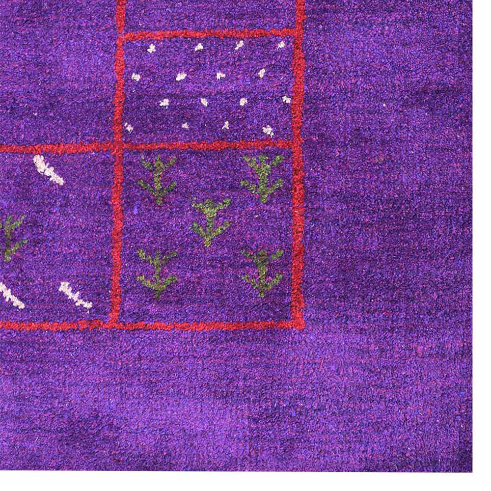 Hand Knotted Loom Silk Mix Square Area Rug Contemporary Purple LSM225