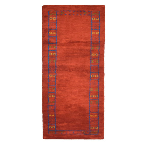 Hand Knotted Loom Silk Mix Runner Area Rug Contemporary Rust LSM225