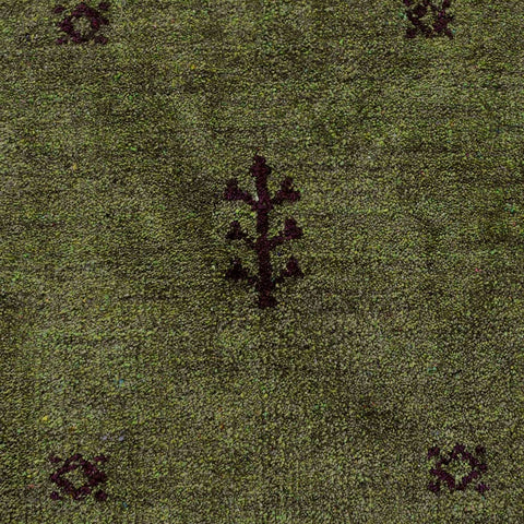 Hand Knotted Loom Silk Mix Area Rug Contemporary Green Brown LSM501
