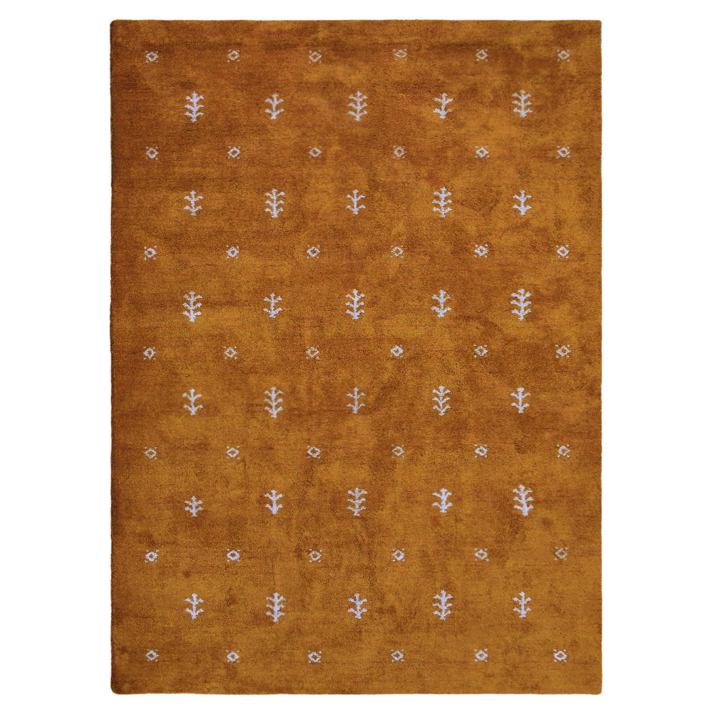 Hand Knotted Loom Silk Mix Area Rug Contemporary Orange White LSM501
