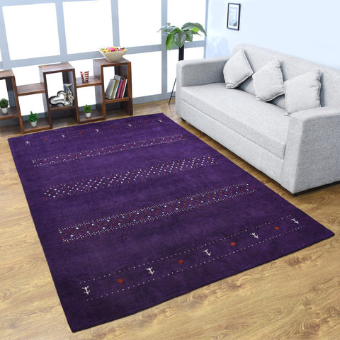 Hand Knotted Loom Silk Mix Area Rug Contemporary Purple LSM509