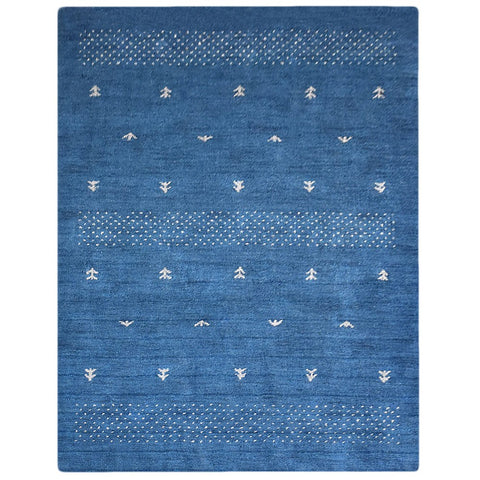 Hand Knotted Loom Silk Mix Area Rug Contemporary Blue LSM515