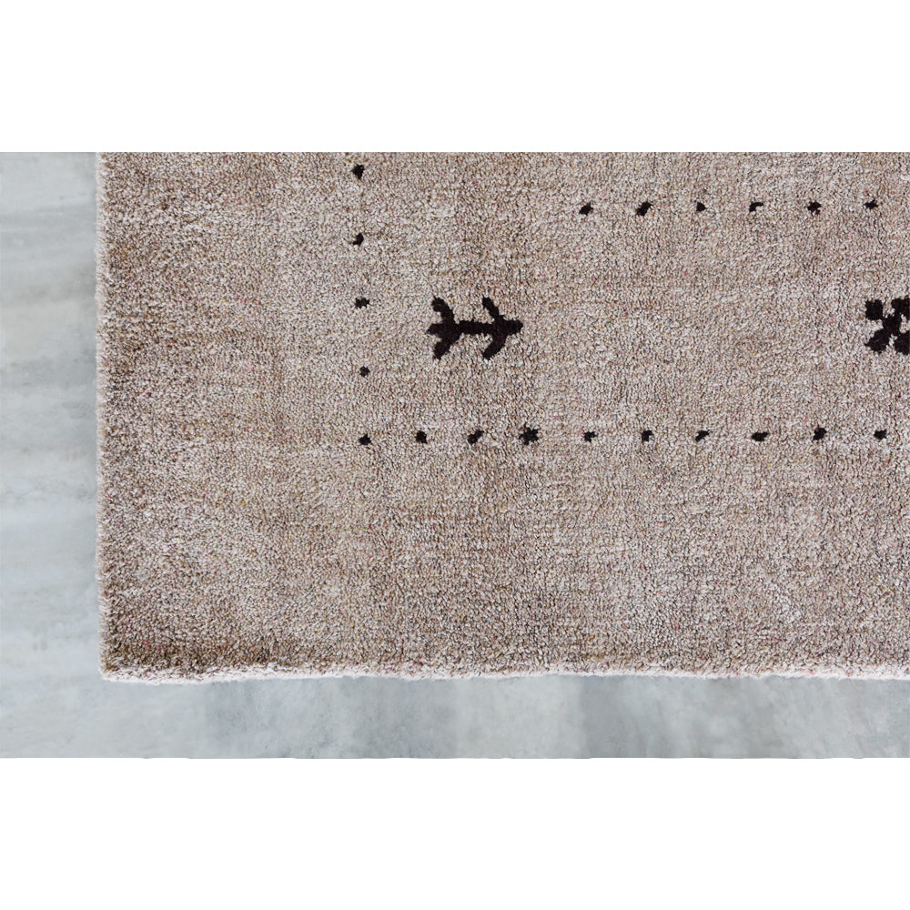 Hand Knotted Loom Silk Mix Area Rug Contemporary Beige LSM520