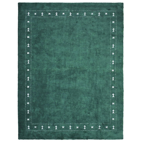 Hand Knotted Loom Silk Mix Area Rugs Contemporary Dark Green LSM520
