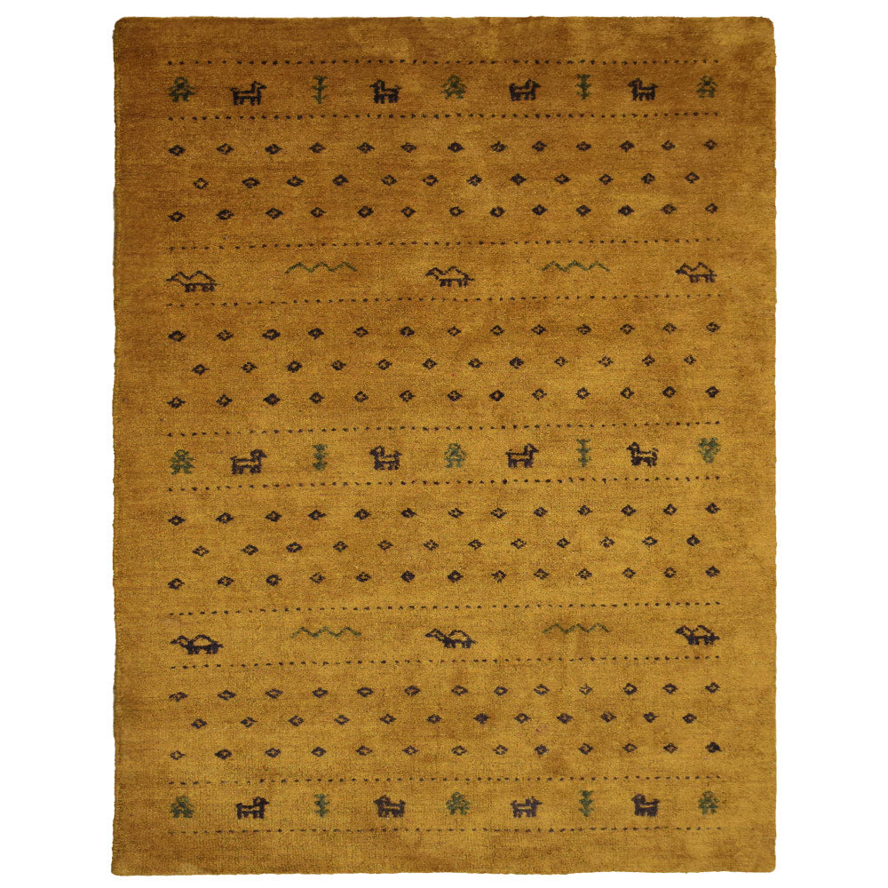 Hand Knotted Loom Silk Mix Area Rugs Contemporary Gold LSM528