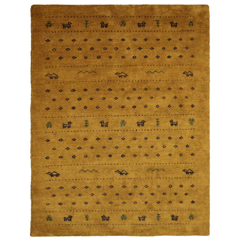 Hand Knotted Loom Silk Mix Area Rugs Contemporary Gold LSM528