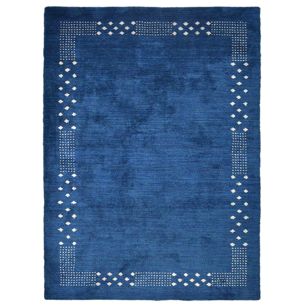 Hand Knotted Loom Silk Mix Area Rugs Contemporary Blue LSM530