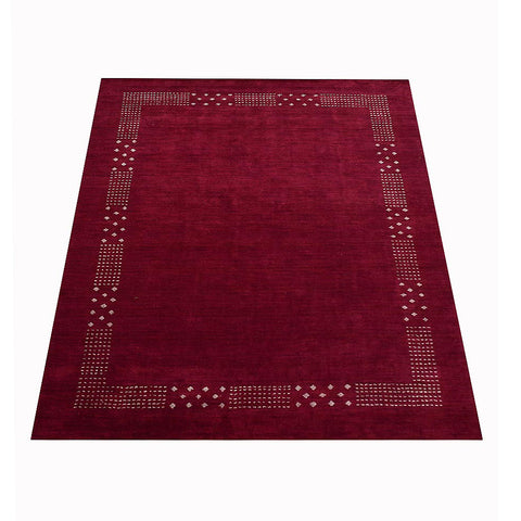 Hand Knotted Loom Silk Mix Area Rugs Contemporary Dark Red LSM530