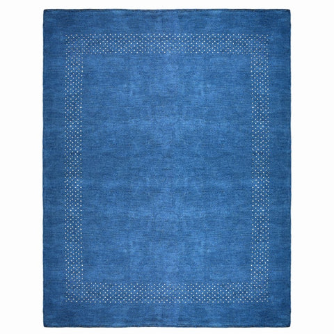 Hand Knotted Loom Silk Mix Area Rug Contemporary Blue LSM531