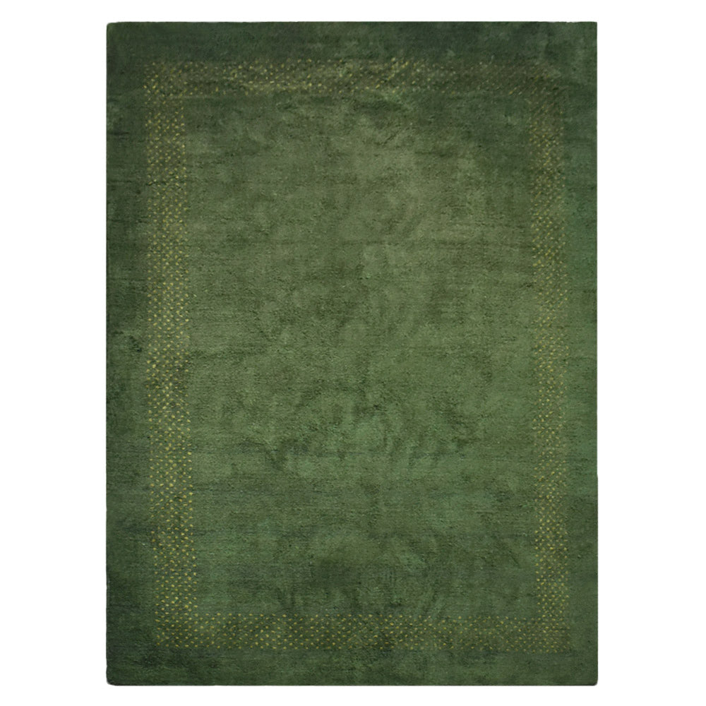 Hand Knotted Loom Silk Mix Area Rug Contemporary Green LSM531