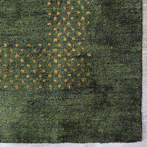 Hand Knotted Loom Silk Mix Area Rug Contemporary Green LSM531