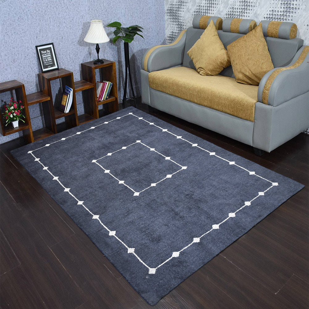 Hand Knotted Loom Silk Mix Area Rug Contemporary Charcoal LSM532