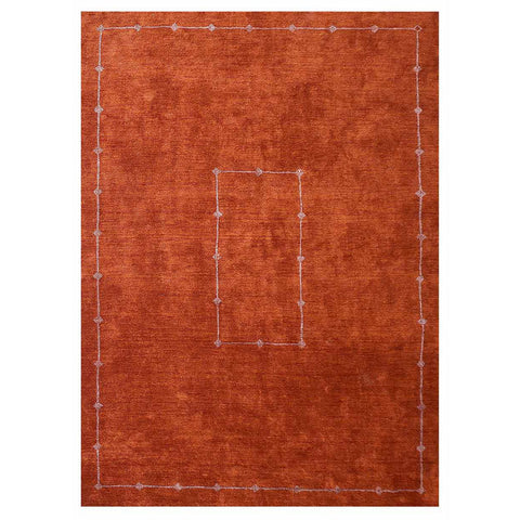 Hand Knotted Loom Silk Mix Area Rugs Contemporary Orange LSM532