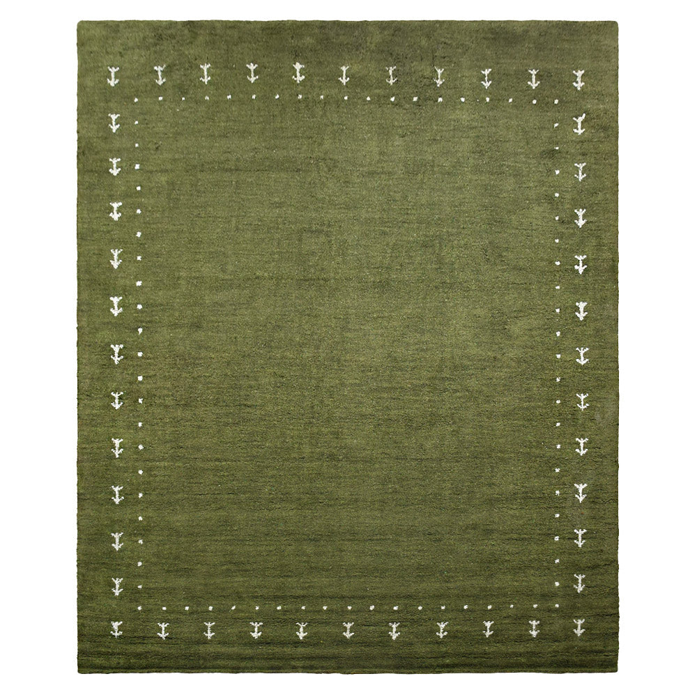 Hand Knotted Loom Silk Mix Area Rugs Contemporary Green LSM535
