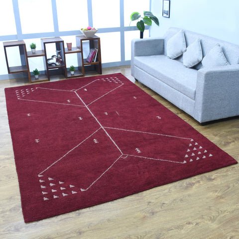 Hand Knotted Loom Silk Mix Area Rugs Contemporary Red LSM538
