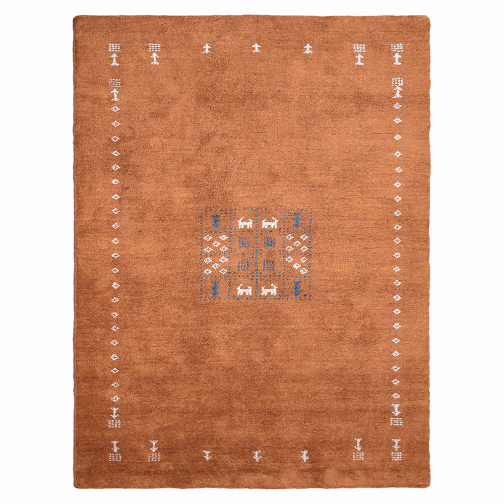 Hand Knotted Loom Silk Mix Area Rug Contemporary Orange LSM583