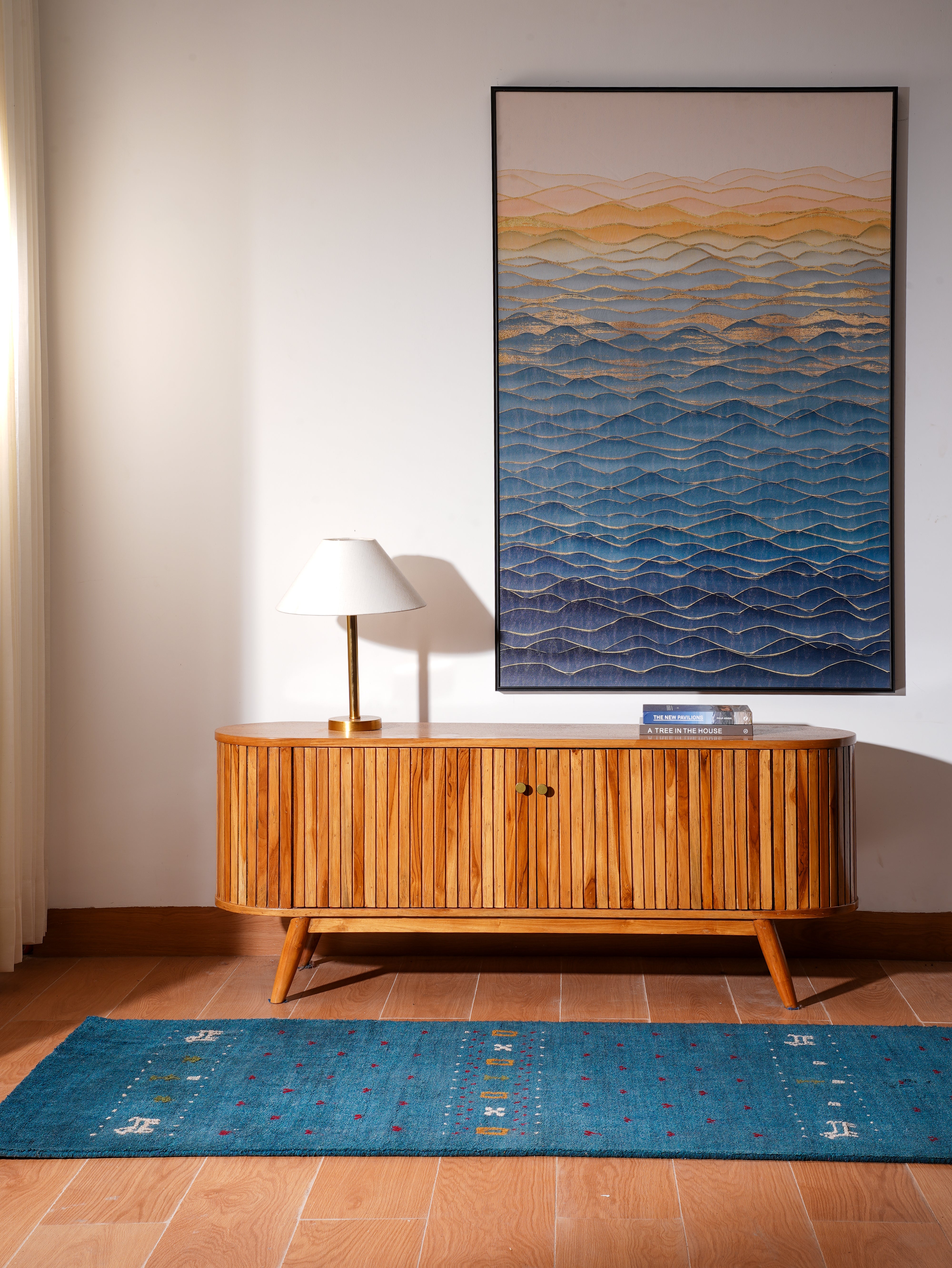 Hand-Knotted Loom Silk Mix Rug - Contemporary Blue – GetMyRugs LLC