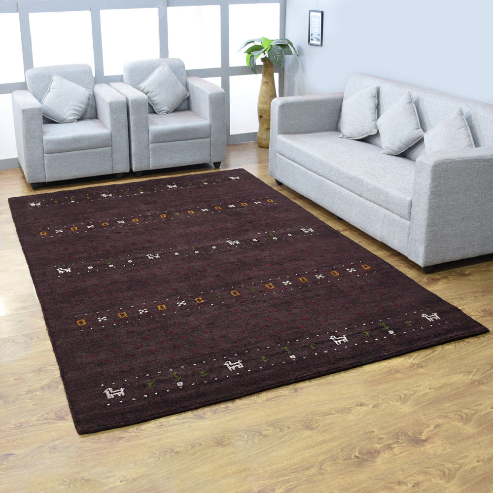 Hand Knotted Loom Silk Mix Area Rug Contemporary Brown LSM585